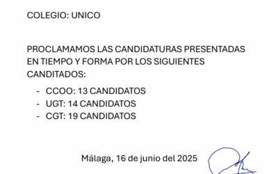 PROCLAMACION DEFINITIVA DE LAS CANDIDATURAS PRESENTADAS EN TIEMPO Y FORMA POR LOS SINDICATOS